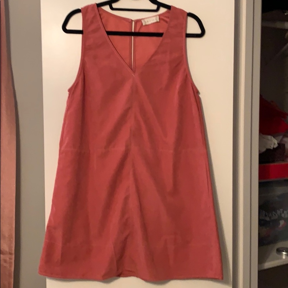 Coral pink suede dress